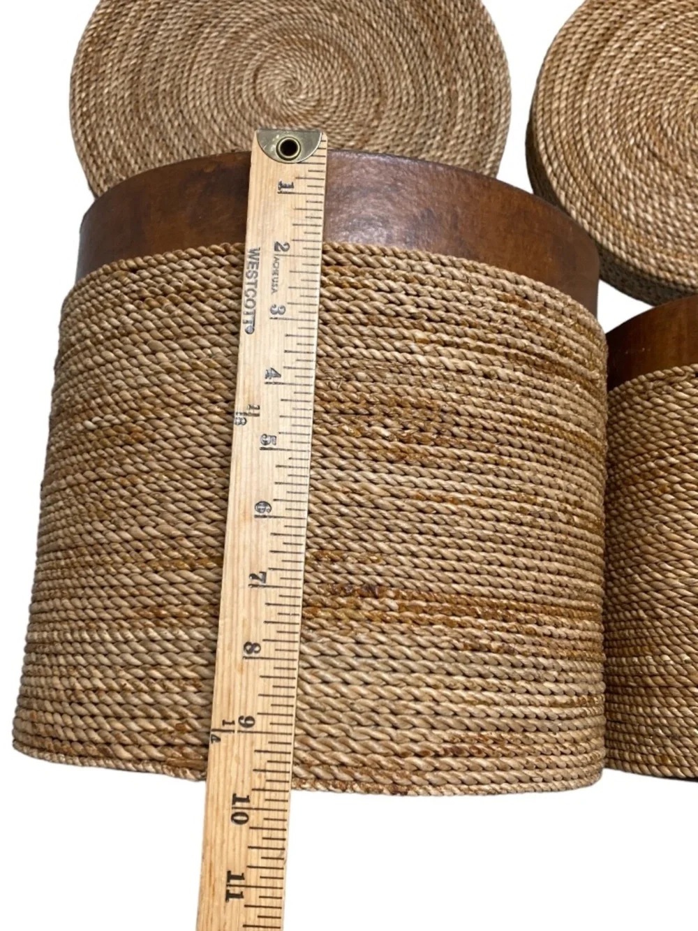 Vintage Nesting Boxes Set of 3 Brown Jute Rope Rustic Primitive Storage Any Room